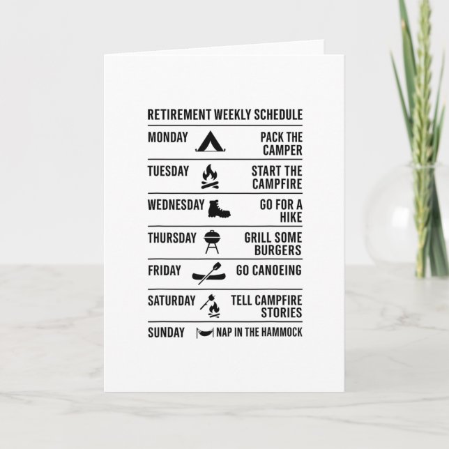 Carte Calendrier de retraite Plan de camping Humour Vaca (Devant)