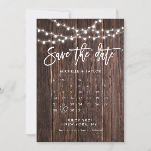 Carte Calendrier en bois pour annoncer la date