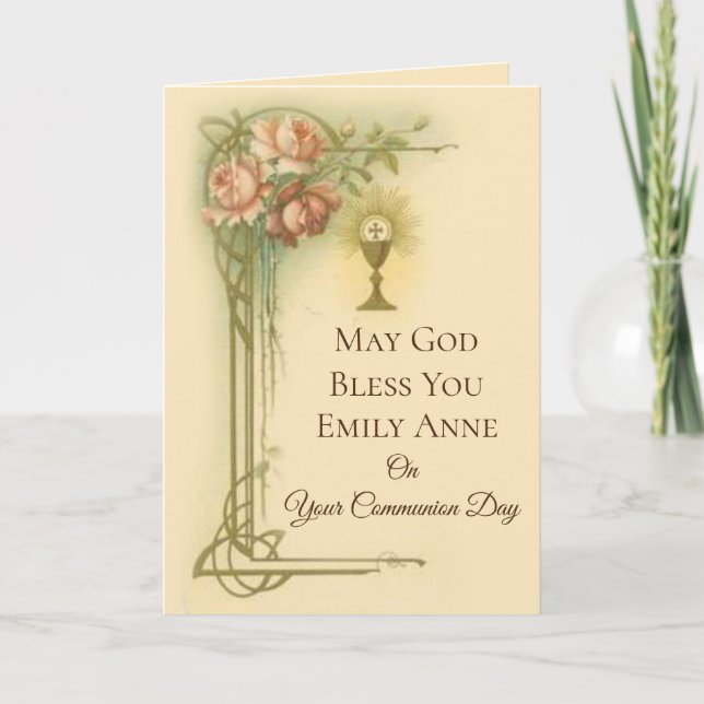 Carte Calice de la Première Sainte Communion Hosties Ros (Devant)