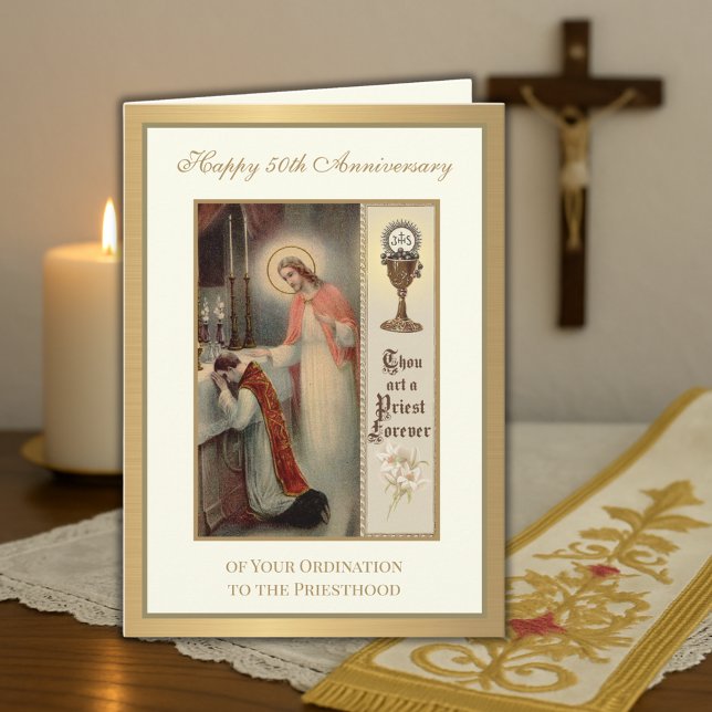 Carte Calice de l'anniversaire de l'ordination élégant c (Créateur téléchargé)