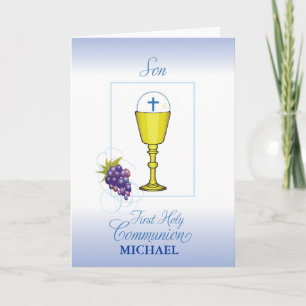 Carte Calice de première communion de fils avec raisins