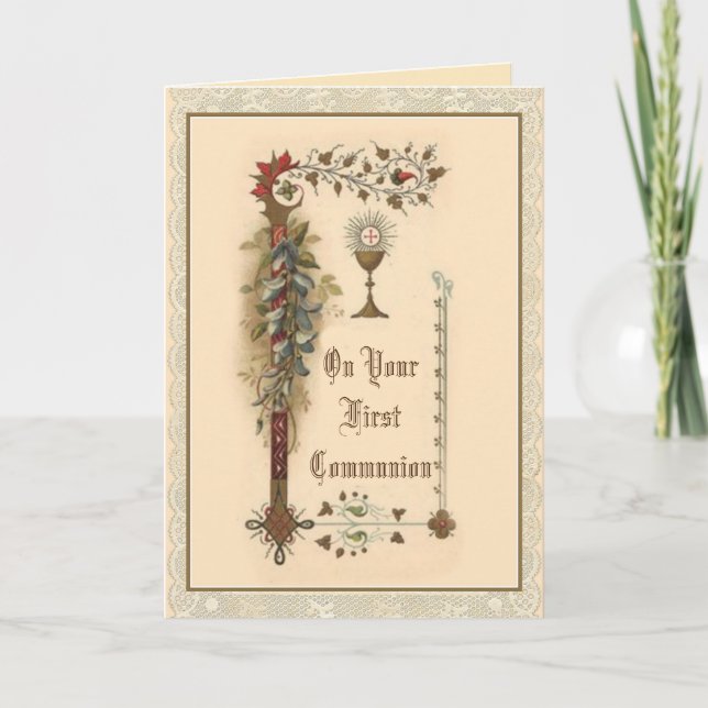 Carte Calice d'Hostie de Première Sainte Communion catho (Devant)