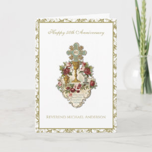 Carte Calice élégant floral pour 50e anniversaire de prê