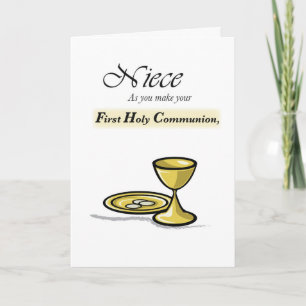 Carte Calice et patène en or pour la Première Communion