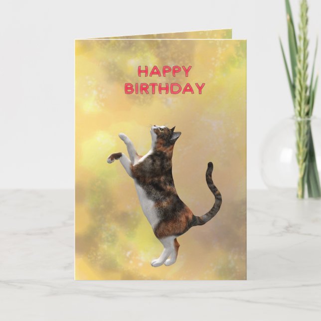 Carte Calico cat et Joyeux anniversaire (Devant)