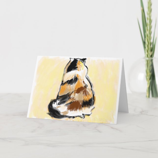 Carte Calico cat viewed from the back (Devant)