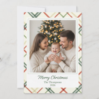 Carte Calicot à carreaux personnalisé avec photo de fami