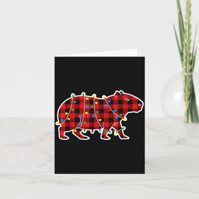 Carte Calicot rouge et noir Capybara Noël Lig (Devant)