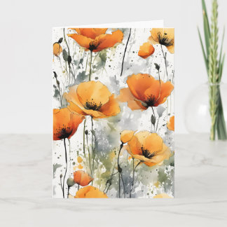Carte Californian poppy - Watercolor flowers