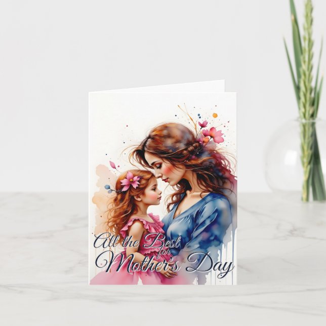 Carte Câlin de la fête des mères dans le style floral aq (Devant)