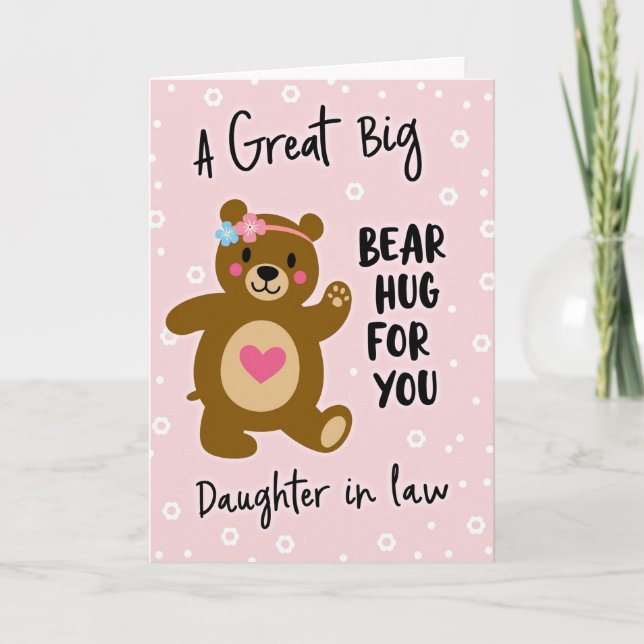 Carte Câlin d'Ours pour Fille (Devant)