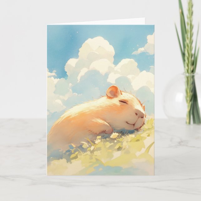 Carte Câlins de capybaras dans l'herbe (Devant)