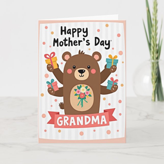 Carte Câlins de Grand-Mère Ours Douce (Devant)