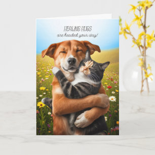 Carte Câlins de guérison pour un chat et un chien doux q