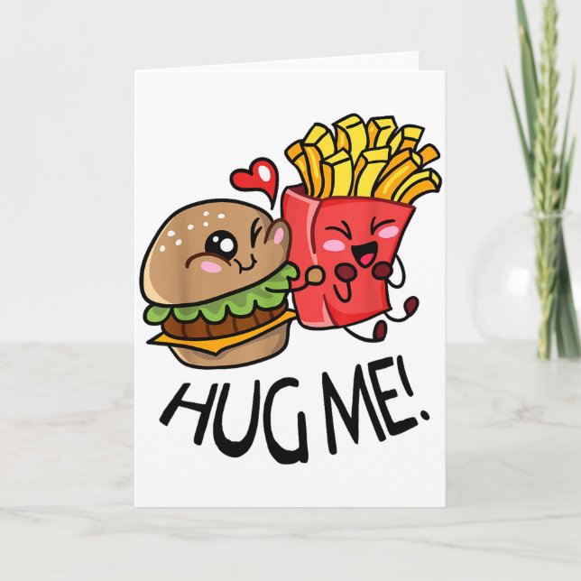 Carte Câlins Mignons Hamburger Et Frites Couple St-Valen (Devant)