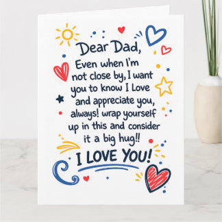 Carte Câlins Papa de loin Je t'aime