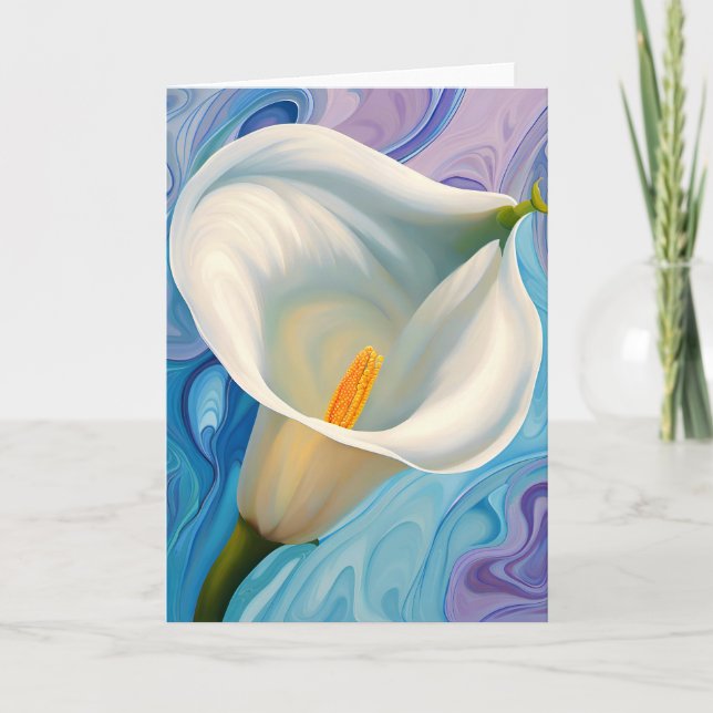 Carte Calla Lily blanche dans le style Georgia O'Keeffe (Devant)