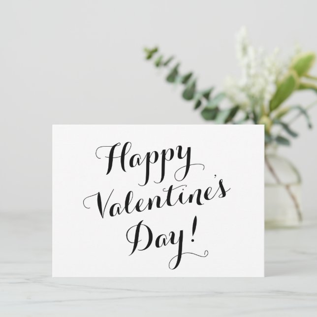 Carte calligraphie de script noir Heureuse Sainte-Valent (Debout devant)