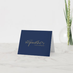 Carte Calligraphie dorée mariage minimal navy belle-mère