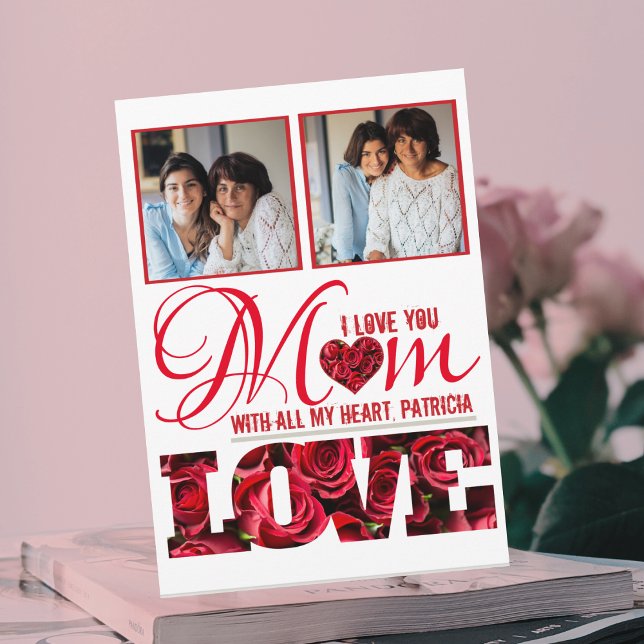 Carte Calligraphie Floral tendance Photo moderne Fête de (Créateur téléchargé)