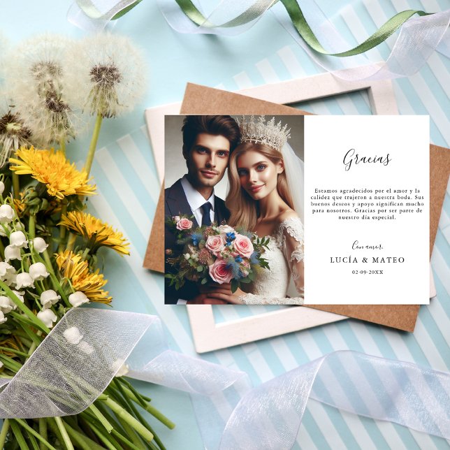 Carte Calligraphie Gracias Mariage espagnol Merci (Créateur téléchargé)