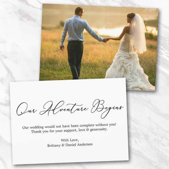 Carte Calligraphie minimaliste Notre Merci d'aventure (Customize to change your personalized text size or text style.)