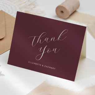Carte Calligraphie moderne Remerciement de mariage borde