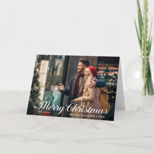 Carte Calligraphie Star Joyeux Noël Couple Photo Plier