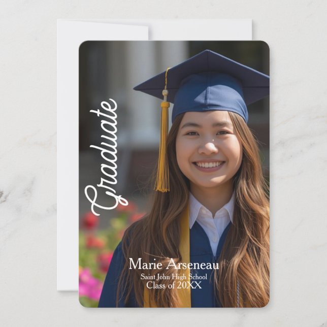 Carte  Calligraphy  Photo Grad Party  Personalize (Devant)