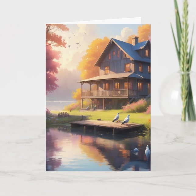 Carte calme au bord du lac | anniversaire de charmante m (Devant)
