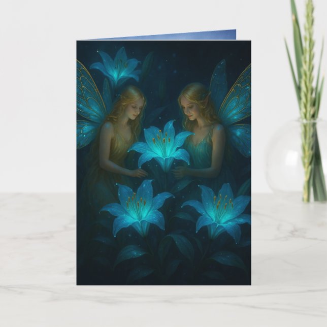 Carte Calming Thinking of You Blue Lily Fairy (Devant)