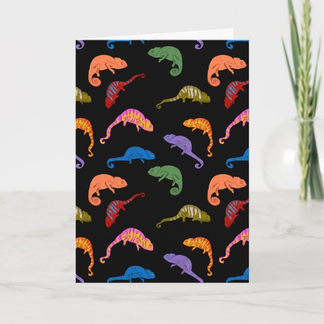 Carte Caméléons Reptiles Colorés Lézards Enfants  (Devant)