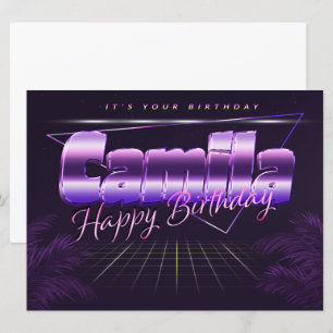 Carte Camila Nom Prénom lila retro