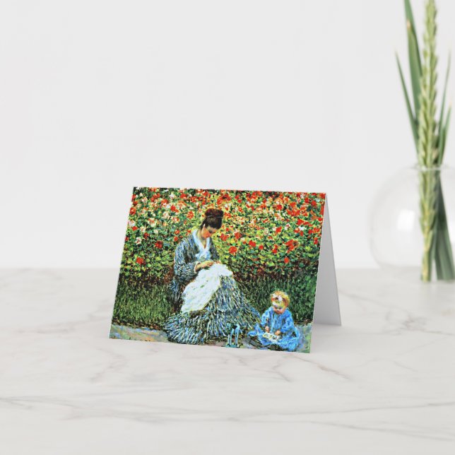 Carte Camille Monet et enfant dans le jardin d'artistes (Devant)