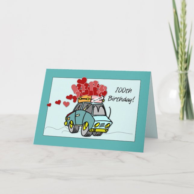 Carte Camion chargé de coeurs pour 100e anniversaire (Devant)