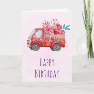 Carte Camion d'amour mignon avec Coeur Cargo Anniversair