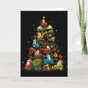 Carte Camion de construction Arbre de Noël Voitures Drôl