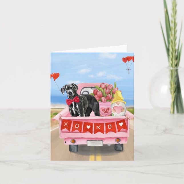 Carte Camion de la Saint-Valentin pour chien Dogue Allem (Devant)