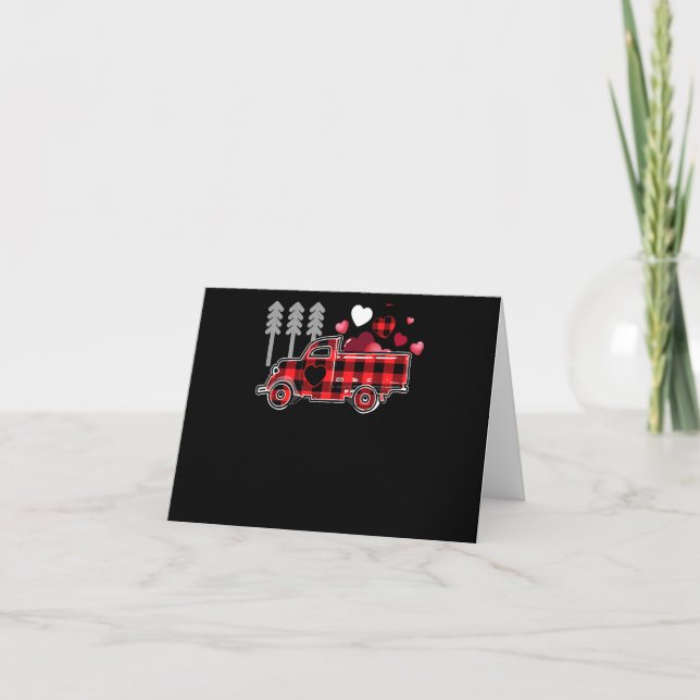 Carte Camion de pompiers Buffalo Plaid Saint-Valentin Ma (Devant)