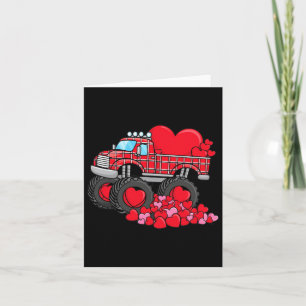 Carte Camion Monster de Saint Valentin avec Coeurs Plaid