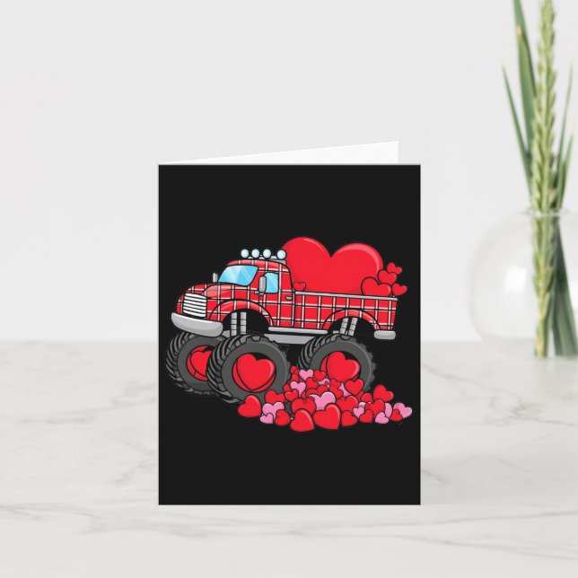 Carte Camion monstre de la Saint-Valentin avec cœurs pla (Devant)