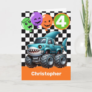 Carte Camion Monstre Requin Halloween 4ème Anniversaire