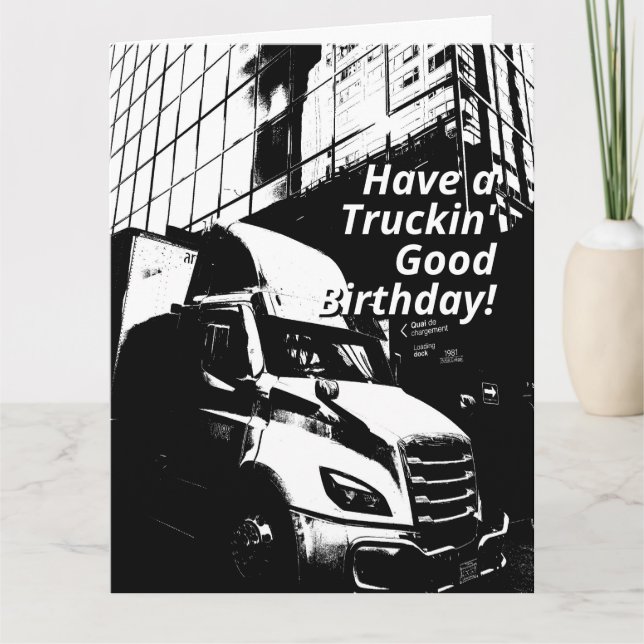 Carte Camion Posterisé en Noir et Blanc pour Anniversair (Devant)