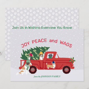 Carte Camion Rouge Arbre de Noël Chiens À cheval Noël