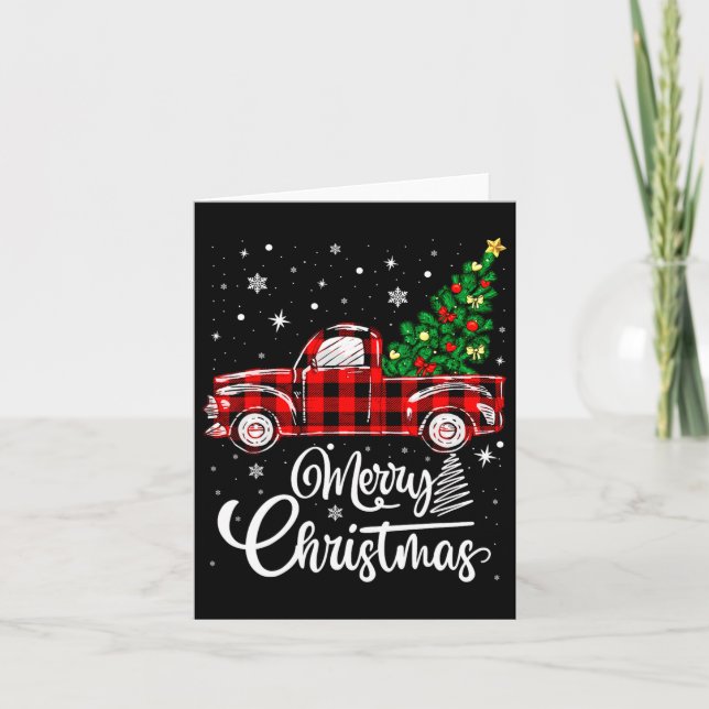 Carte Camionnette à carreaux rouges de buffle avec arbre (Devant)