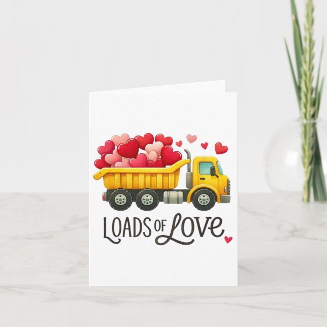 Carte Camions à benne de la Saint-Valentin chargés d'amo (Devant)