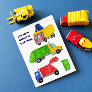 Carte Camions Poubelles Peints Anniversaire Garçons