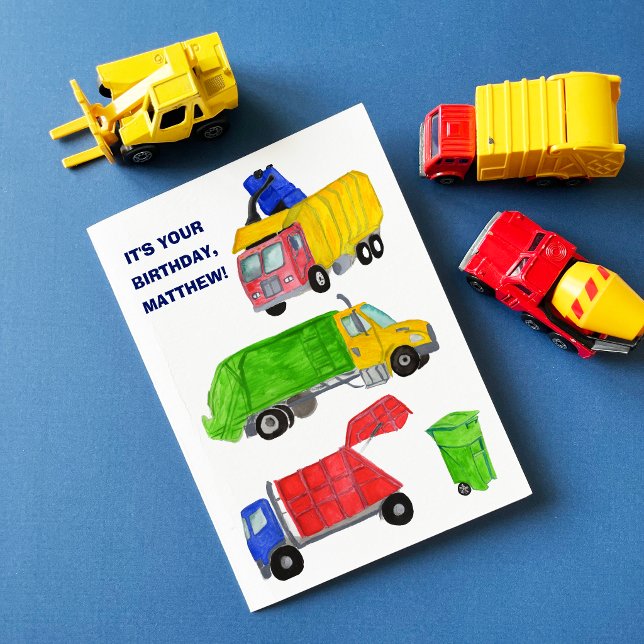 Carte Camions Poubelles Peints Anniversaire Garçons (Créateur téléchargé)