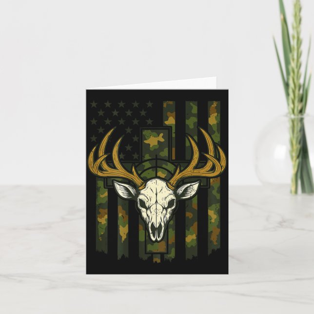 Carte Camo American Flag Elk Skull Deer Hunting Youth Bo (Devant)