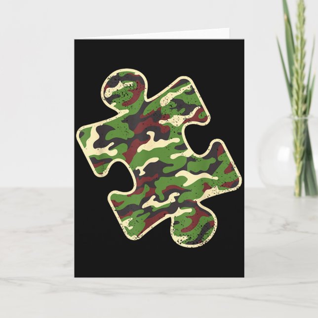 Carte Camo Autisme Sensibilisation Pièce de Puzzle Vinta (Devant)